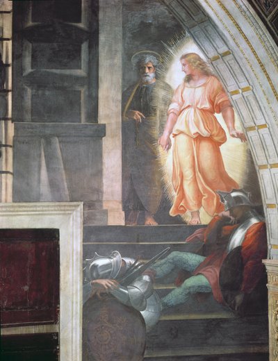 St Peter Escapes with the Angel (detail) by Raffaello Sanzio Raphael